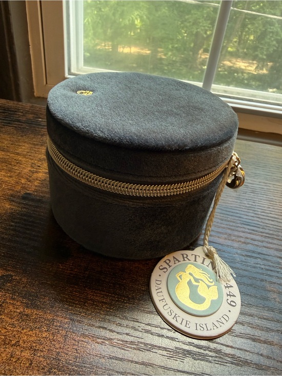 Spartina 449 Handbags - Spartina 449 Gray Velvet Round Jewelry Case with Gold Hardware
